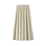 Lång krinklad kjol med resårmidja Beige / One Size