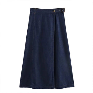 Lång Omlottkjol i Jeans Djupblå / XS