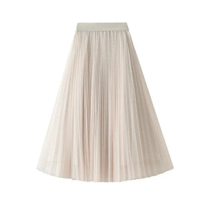 Lång plisserad kjol Beige / One Size