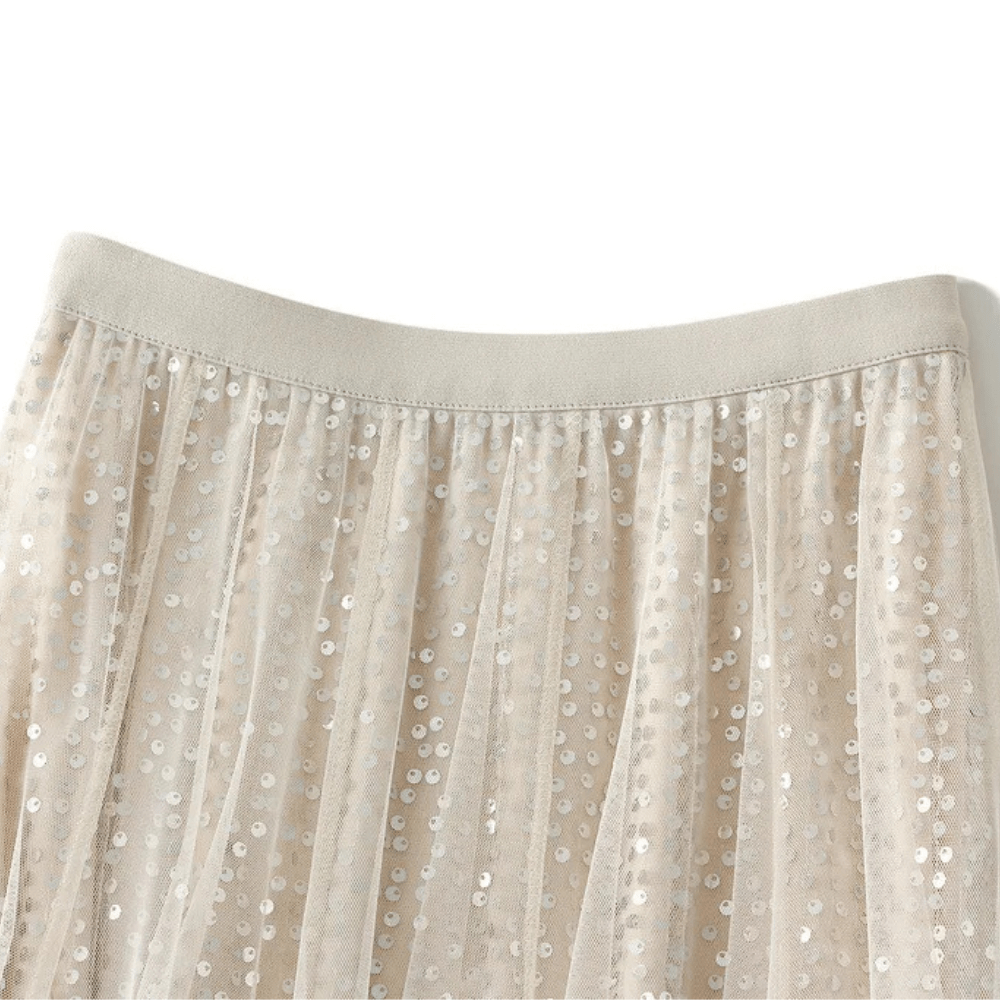 Lång tyllkjol med paljetter