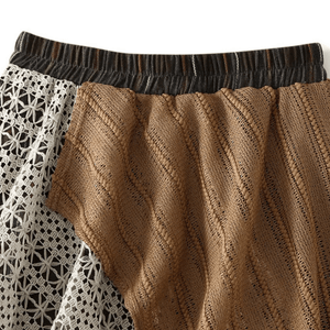 Långkjol i patchwork-stil med spets och rutigt mönster