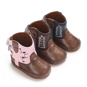 Cowboyboots baby mjukt skinn halkfria