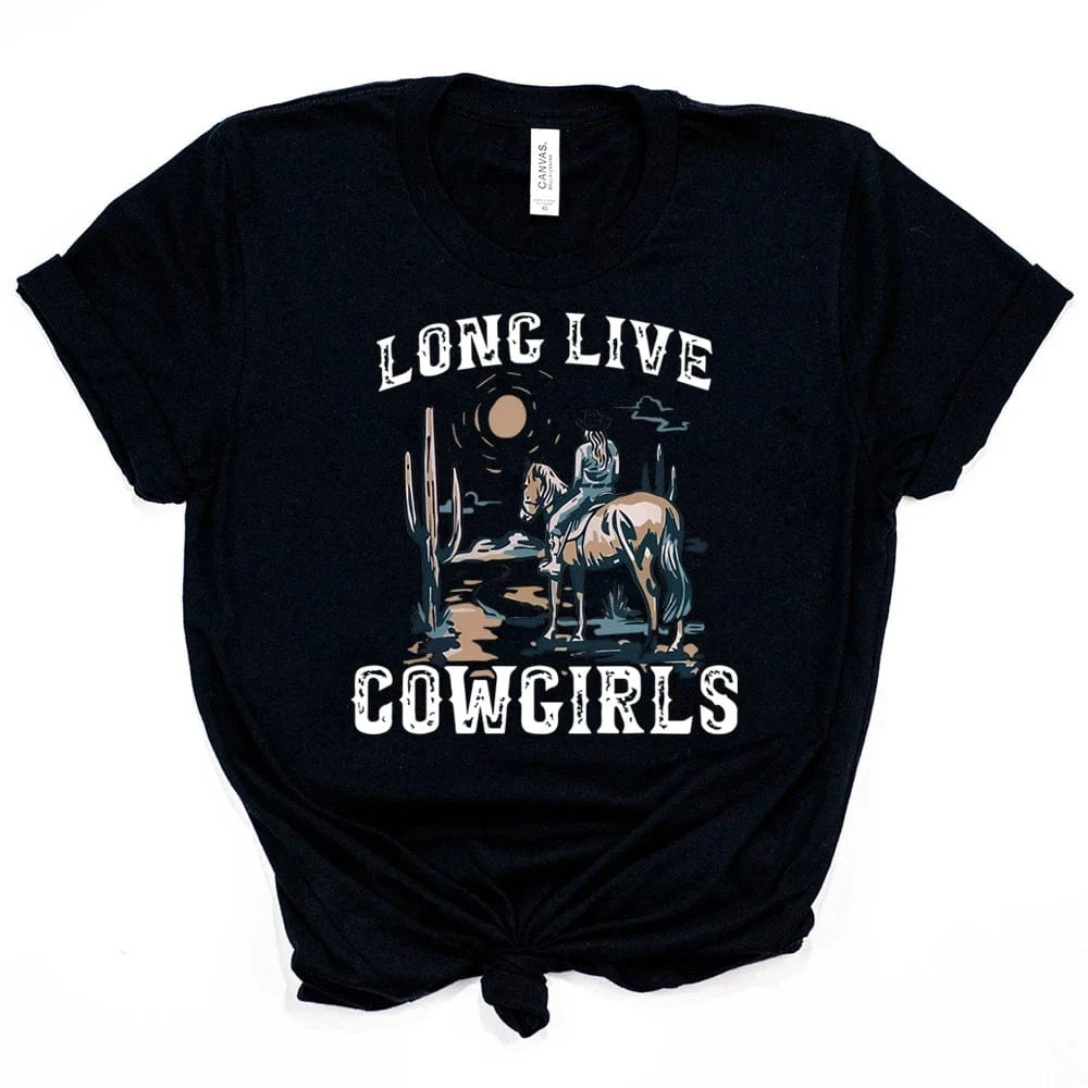 "Long Live Cowgirls" T-shirt Svart / S