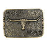 Longhorn Bältesspänne Blommig Design Guld