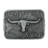 Longhorn Bältesspänne Blommig Design Silver