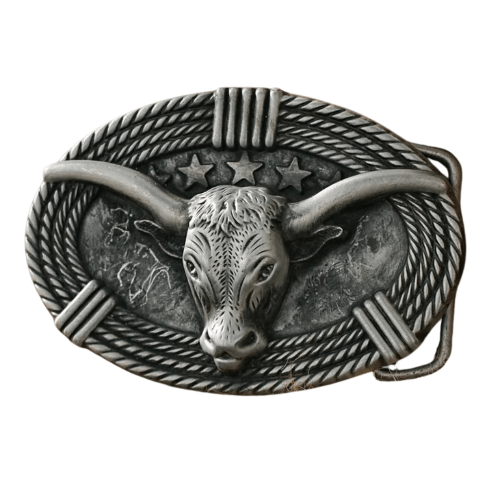 Longhorn Bältesspänne Western Cowboy Spänne Metall Antiksilver