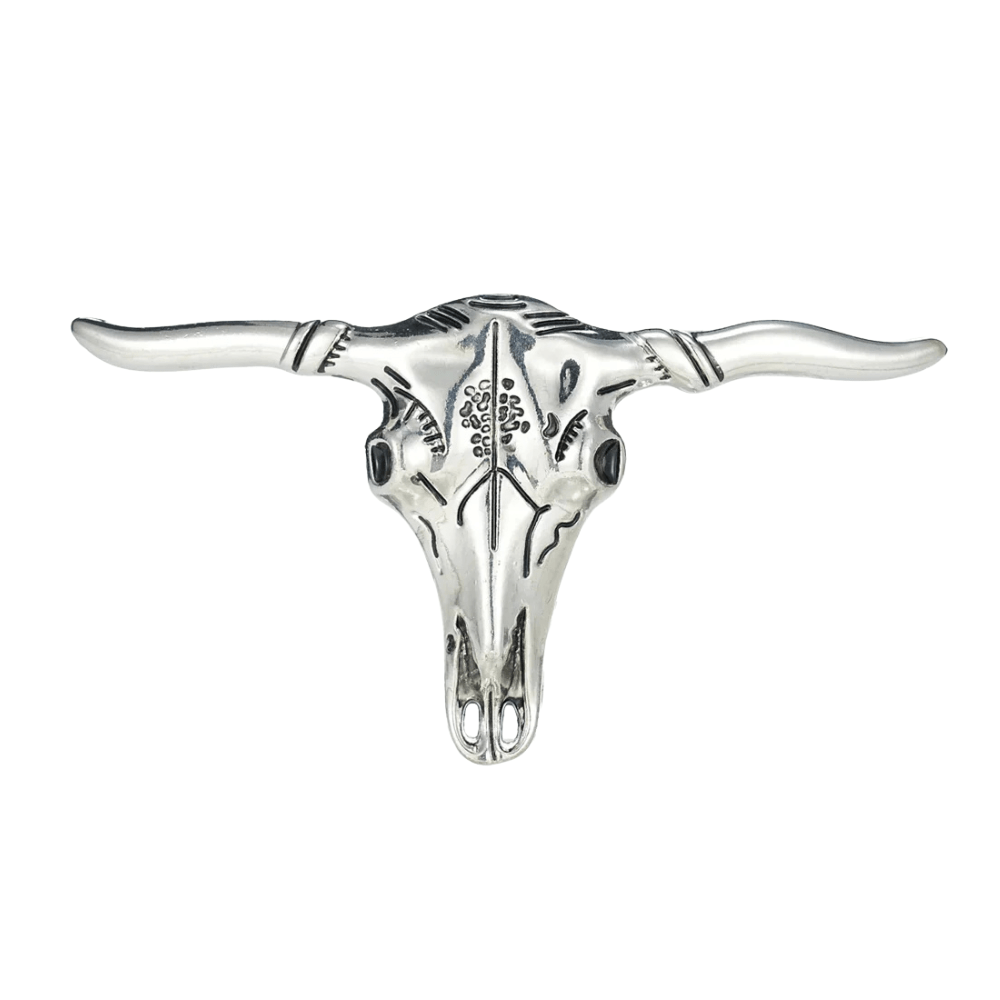Longhorn Skalleformad Bältesspänne Silver