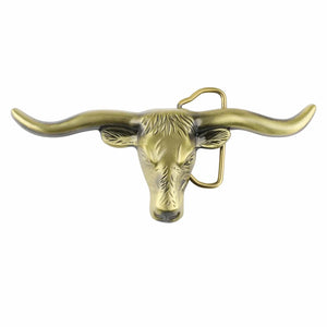 Longhorn Tjurskalle Bältesspänne Antikguld