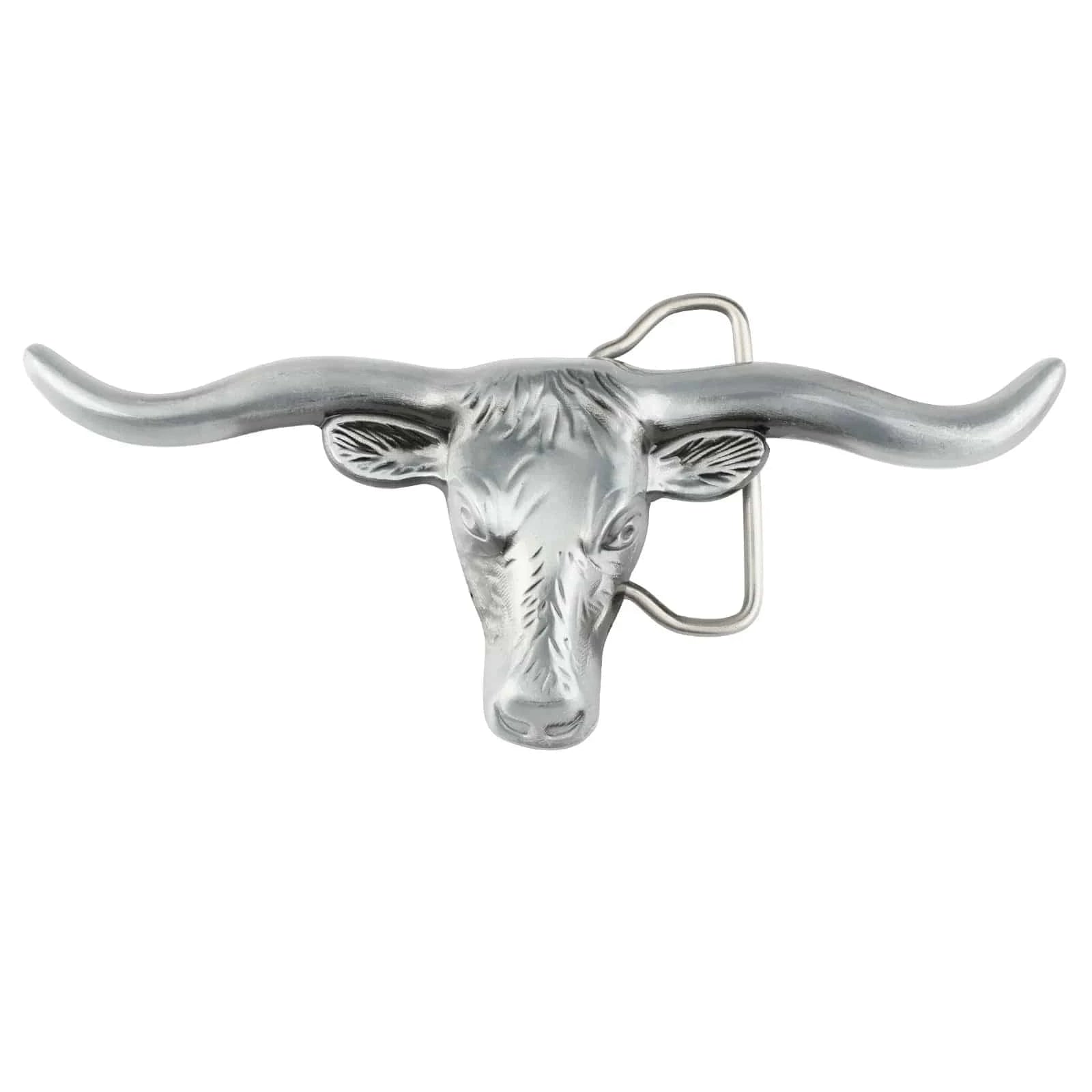 Longhorn Tjurskalle Bältesspänne Silver