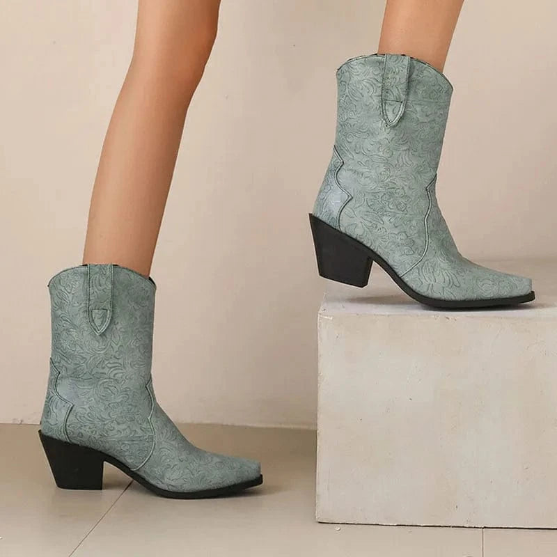 Mönstrade Låga Cowboyboots för Dam