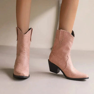 Mönstrade Låga Cowboyboots för Dam