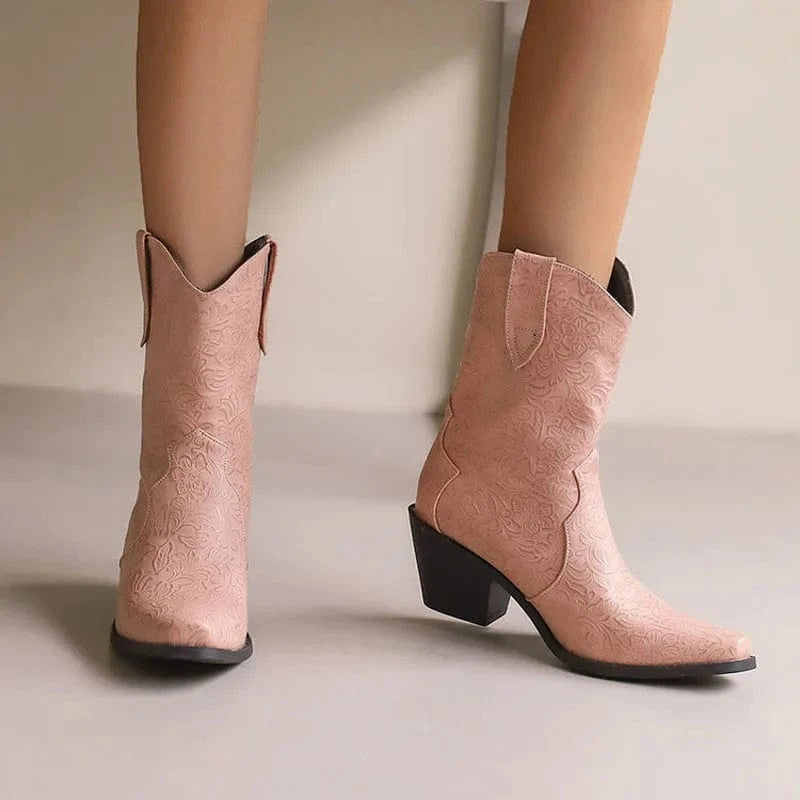 Mönstrade Låga Cowboyboots för Dam