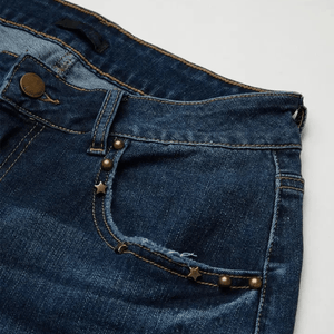 Mörkblå bootcut jeans med leopardmönster