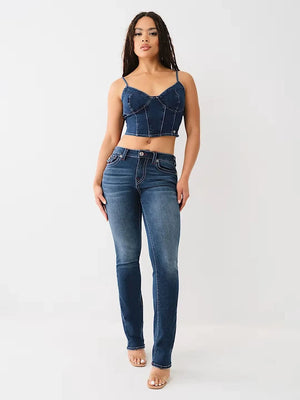 Mörkblå raka jeans dam