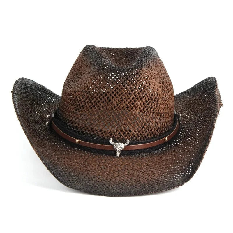 Mörkbrun stråcowboyhatt Mörkbrun / 57-58cm