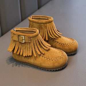 Cowboyboots för Barn i Mjuk Mockastil med Fransar