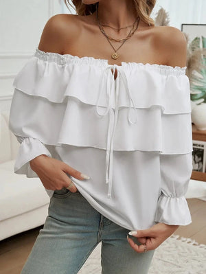 Off shoulder blus Vit / S