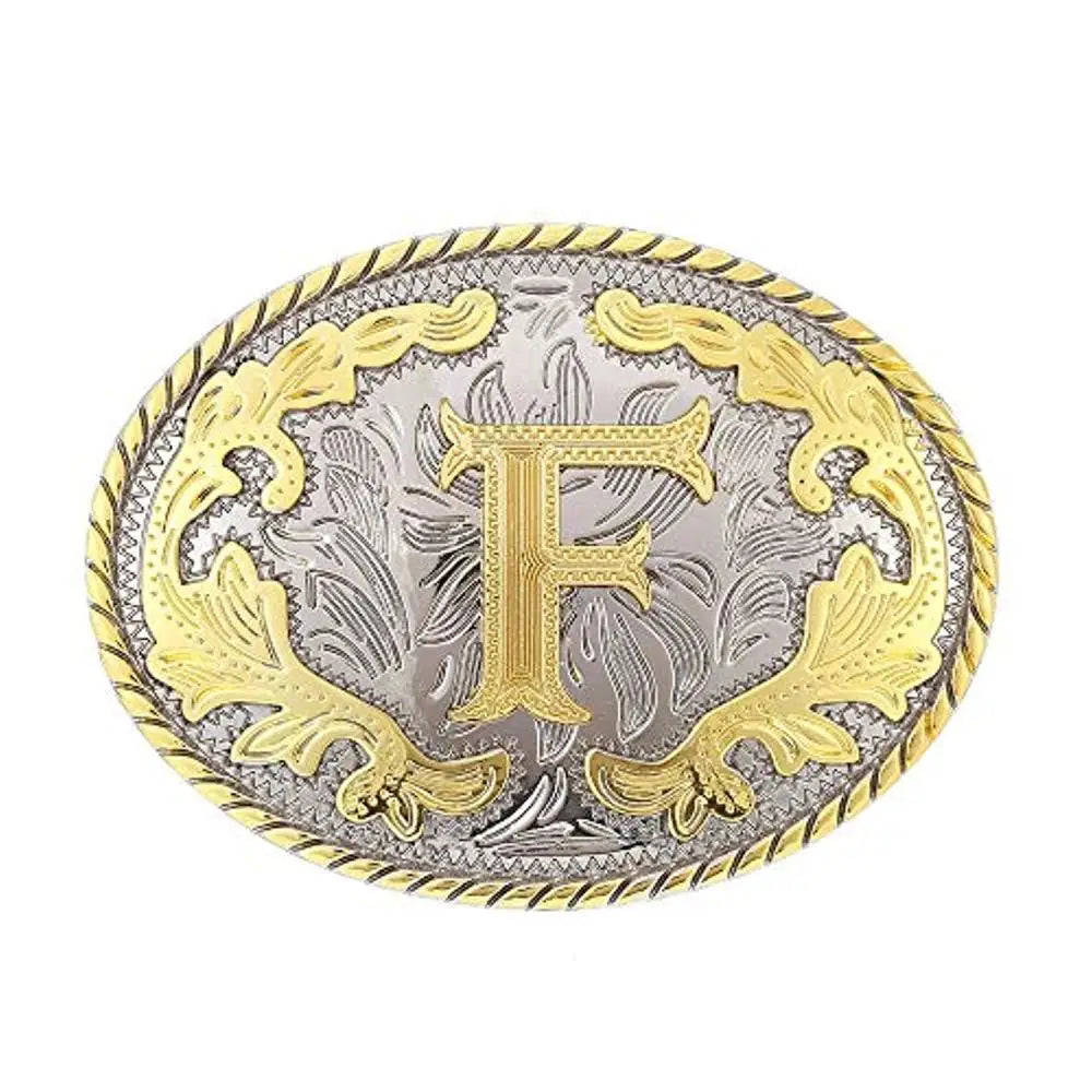 Ovalt westernbältesspänne med initial F