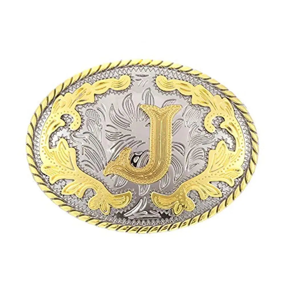 Ovalt westernbältesspänne med initial J