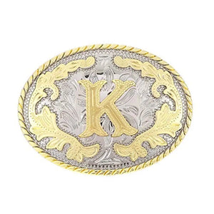 Ovalt westernbältesspänne med initial K