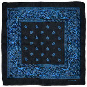 Paisley Svart Bandana Blå / 54cm-54cm