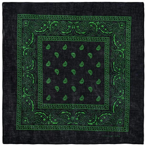Paisley Svart Bandana Grön / 54cm-54cm