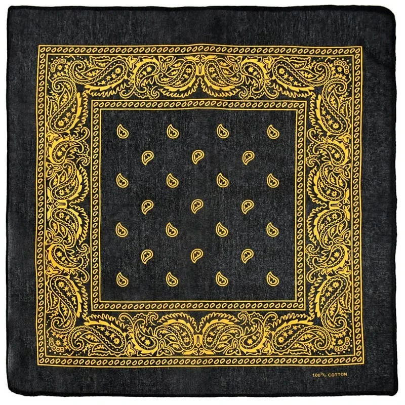 Paisley Svart Bandana Gul / 54cm-54cm