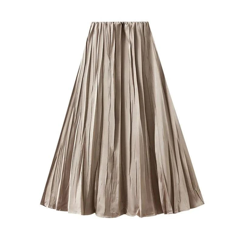 Plisserad satinkjol Khaki / One Size