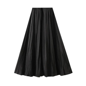 Plisserad satinkjol Svart / One Size