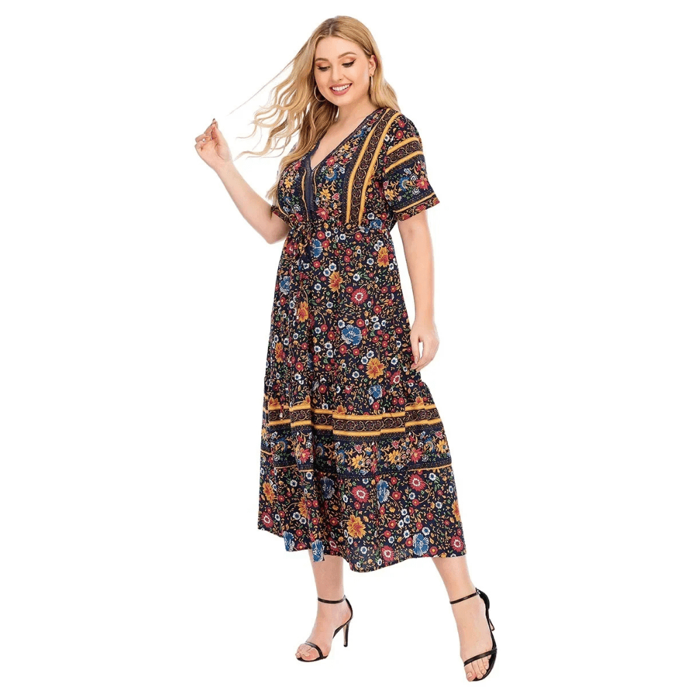 Plus size klänning i bohemisk stil
