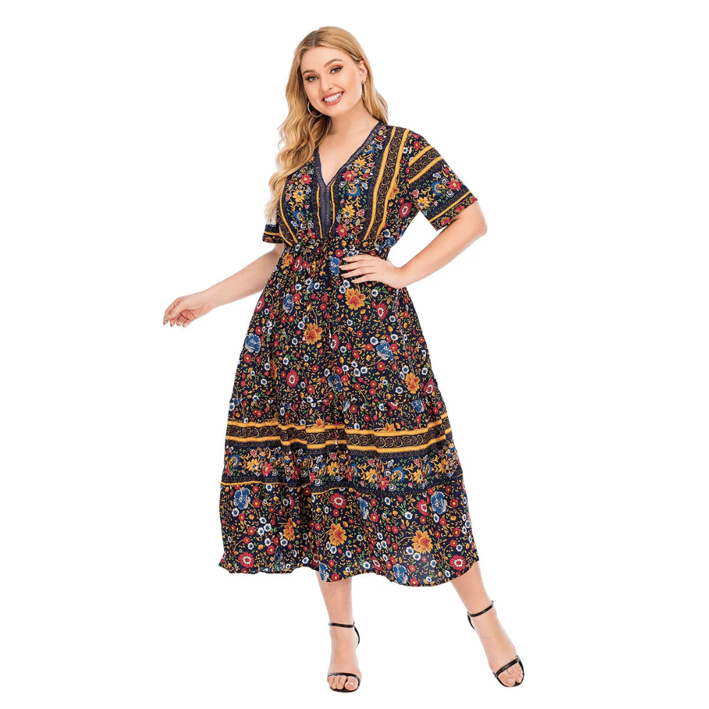 Plus size klänning i bohemisk stil