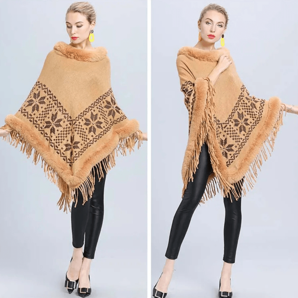 Poncho med päls