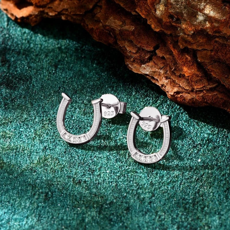 RAPRGOLD Moissanite Exquisite Horseshoe Stud Earring for Women 925 Sterling Silver Piercing Earrings Fine Jewelry Gift Pendiente