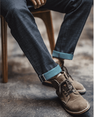 Raw denim jeans