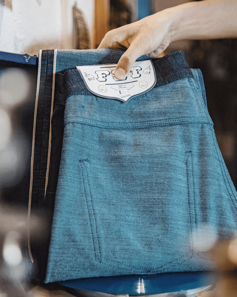 Raw denim jeans