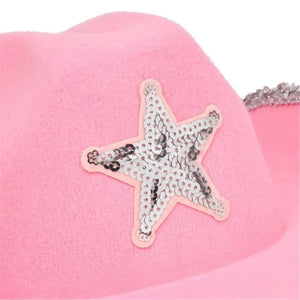 Rosa Cowgirlhatt med Paljettstjärna Rosa