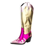 Rosa och Guldiga Höga Cowgirl Boots för Dam Flerfärgad / 35