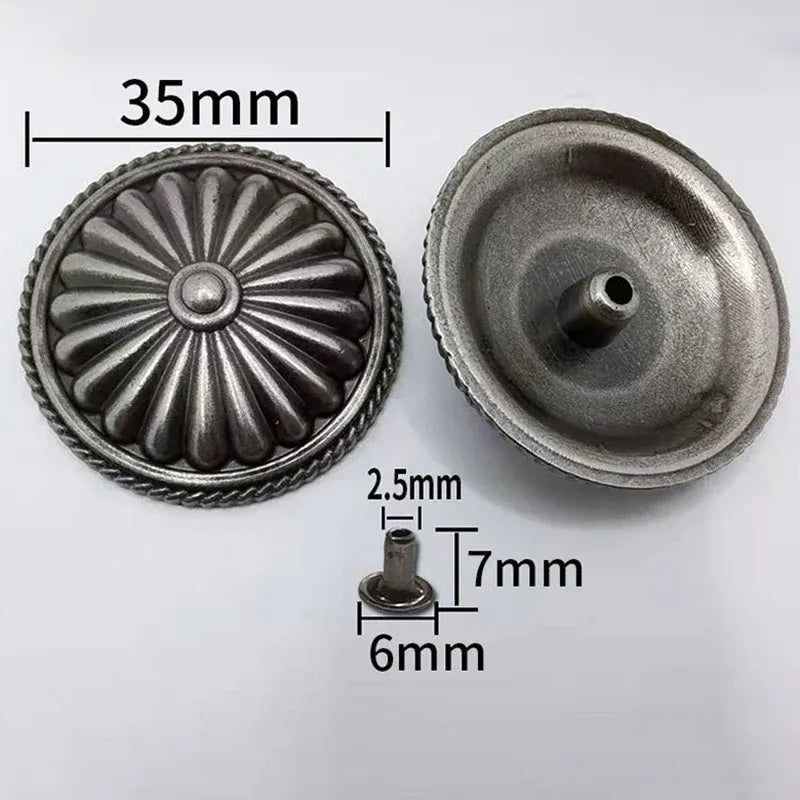 Rund concho antiksilver
