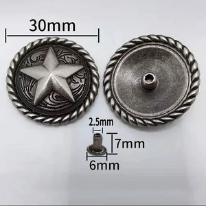 Rund concho antiksilver
