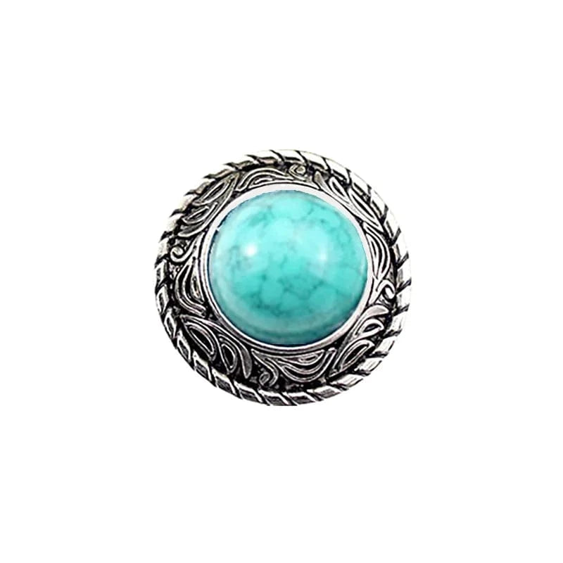 Runt concho i retrodesign med imitationsturkos Silver och grön / 12mm