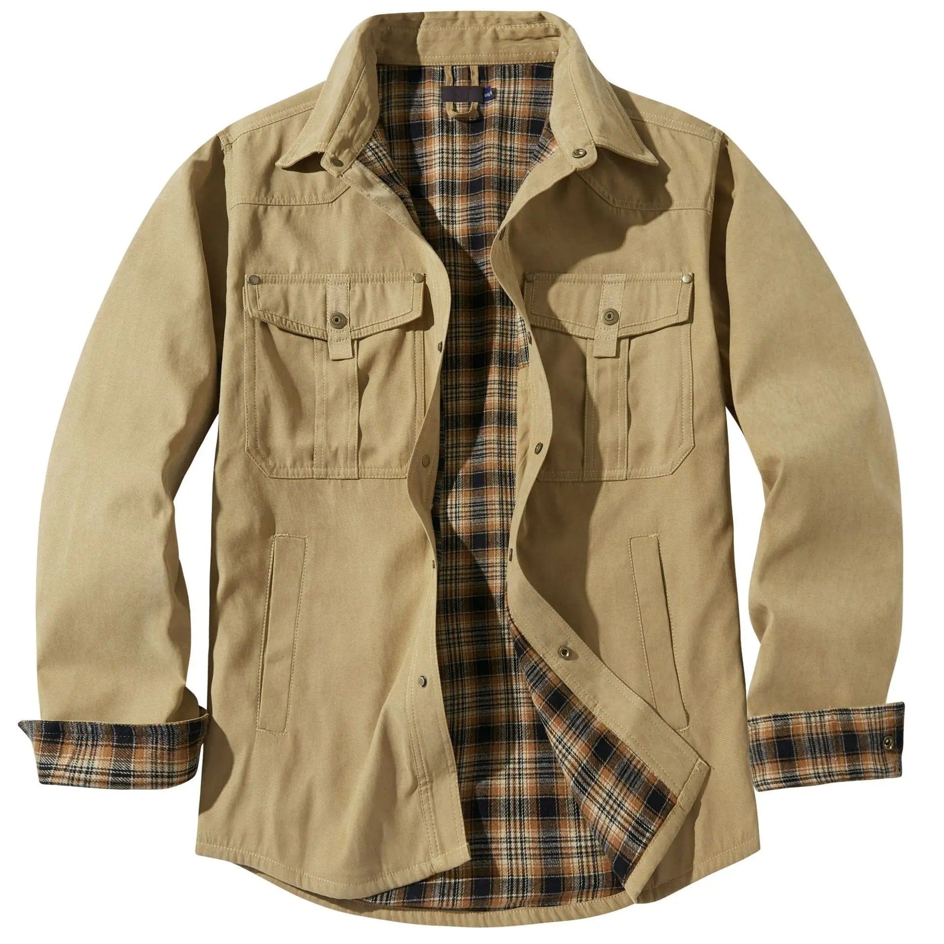Rutig jacka skjorta Beige / S
