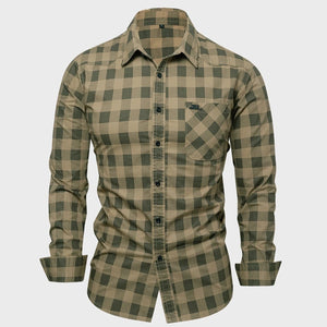 Rutig westernskjorta herr Khaki / S