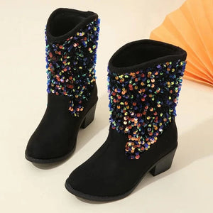 Cowboyboots barn med glittrande paljettdekor