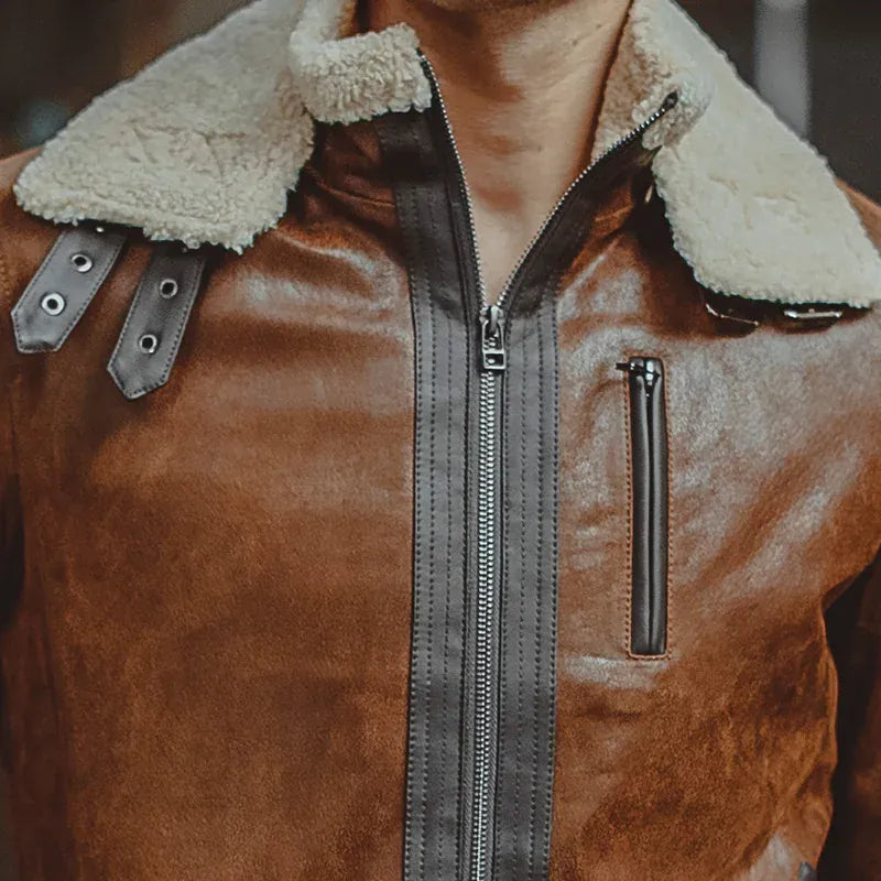 Shearling jacka brun