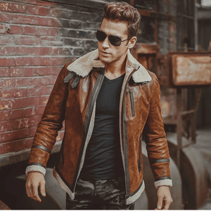 Shearling jacka brun