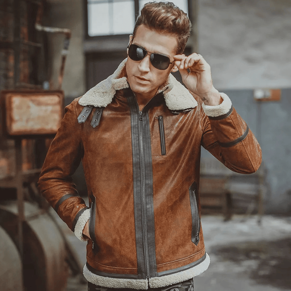 Shearling jacka brun