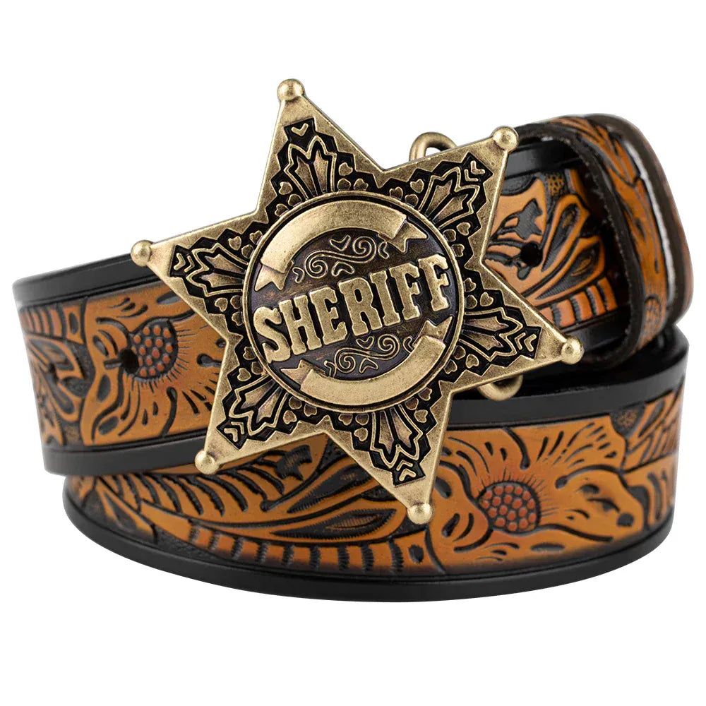 Sheriff westernläderbälte Brons kamel / 90cm