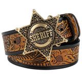 Sheriff westernläderbälte Brons kamel / 90cm