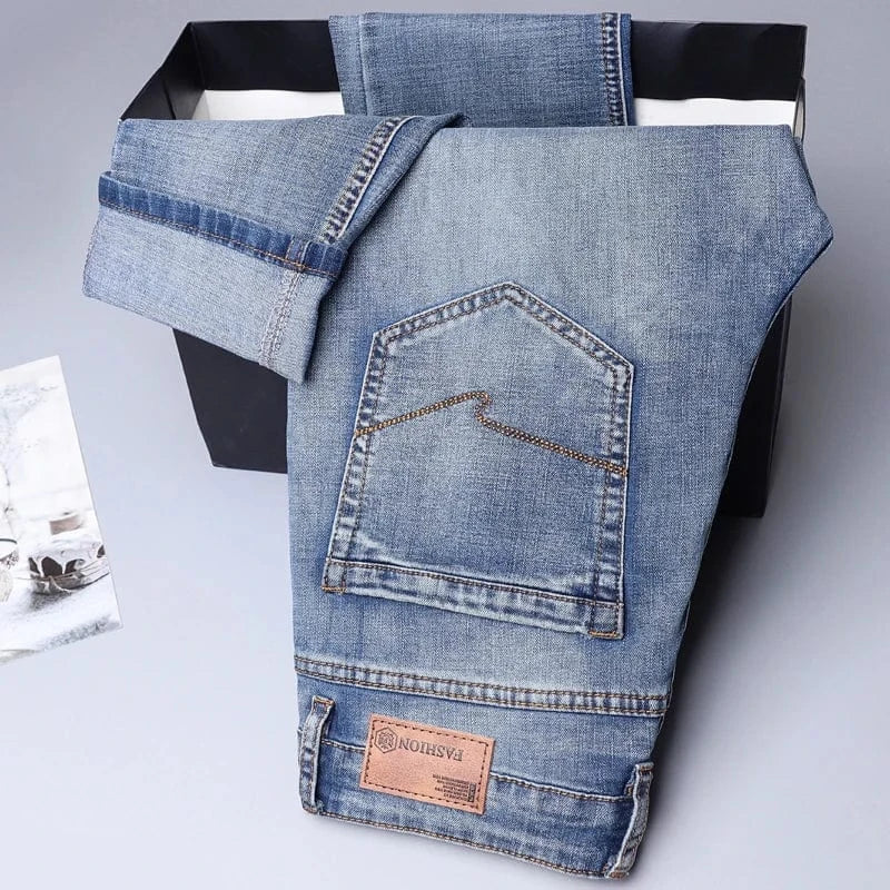Slim fit stretchjeans för herr Blågrå / 38