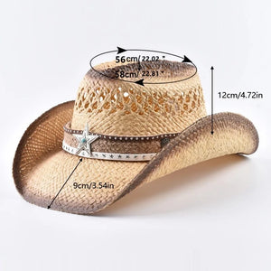 Strå cowboyhatt med stjärna Naturhalm / One Size